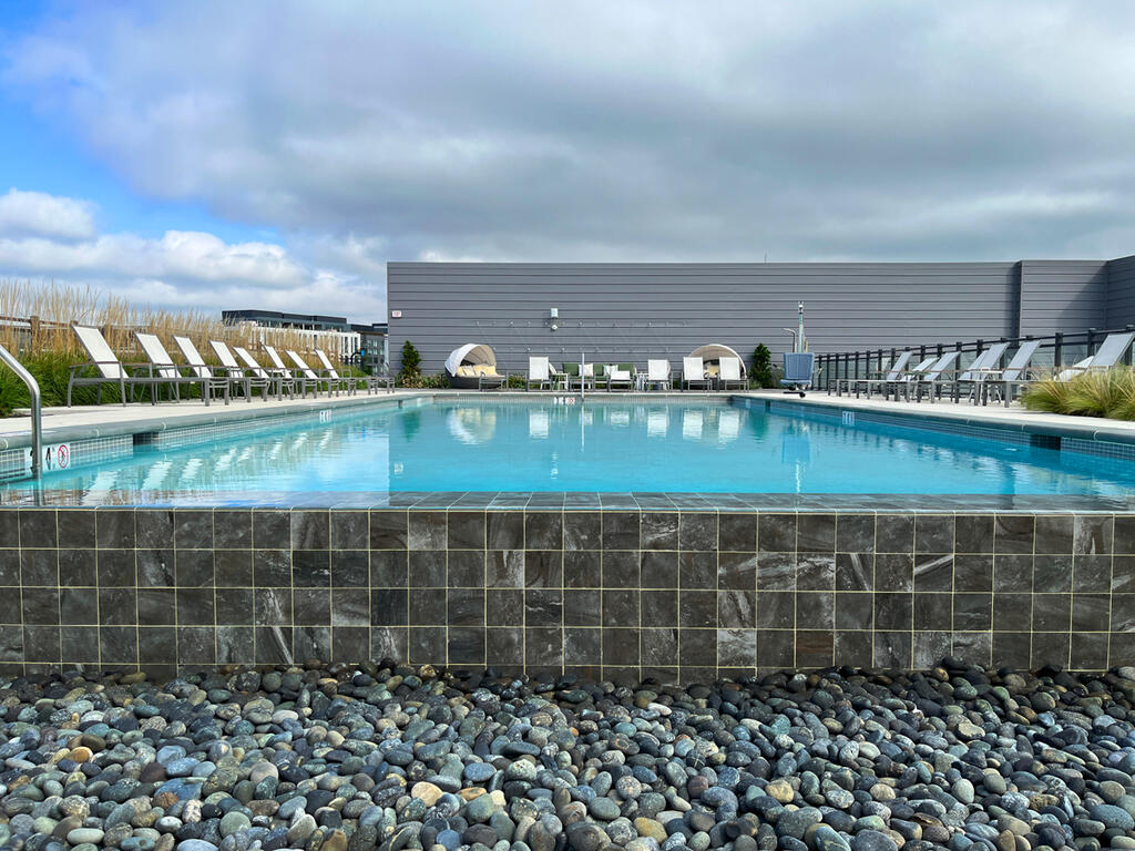 pool deck, green roof, amenity space