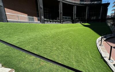 Sloped green roof lawn at McGregor Square 