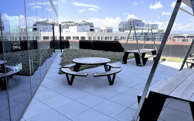 Rooftop amenity deck at McGregor Square 